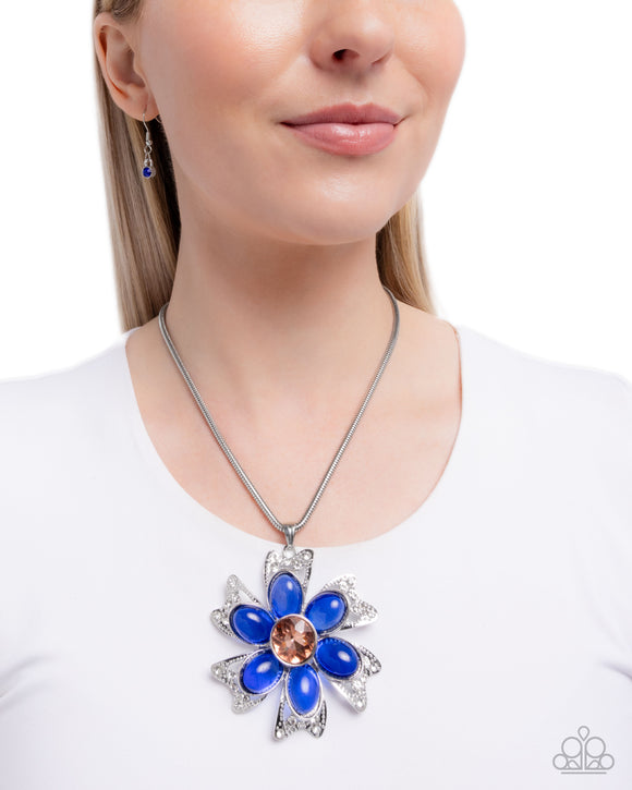 Floral Figurehead - Blue Necklace - Paparazzi Accessories