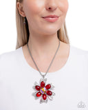 Floral Figurehead - Red Necklace - Paparazzi Accessories