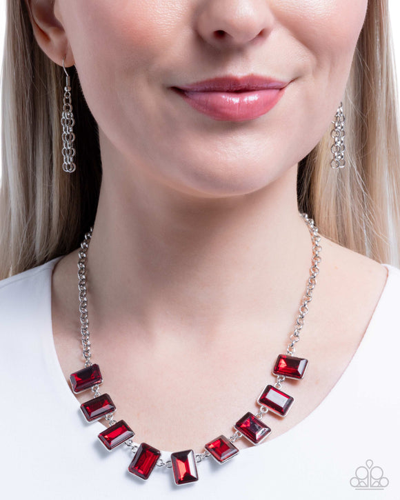 Radiant Rectangles - Red Necklace - Paparazzi Accessories