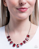 Radiant Rectangles - Red Necklace - Paparazzi Accessories