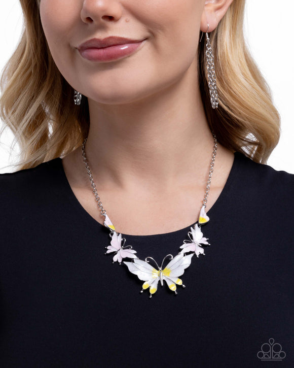 Floating Feature - Yellow Necklace - Paparazzi Accessories