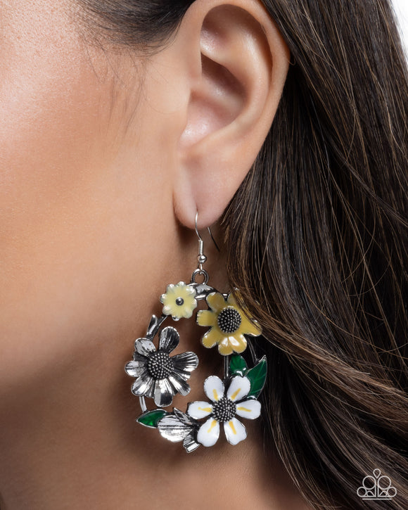 Wreathed Weekday - Yellow Earrings - Paparazzi Accessories
