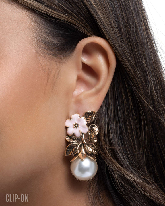 Elegant Evolution - Gold Clip-On Earrings - Paparazzi Accessories