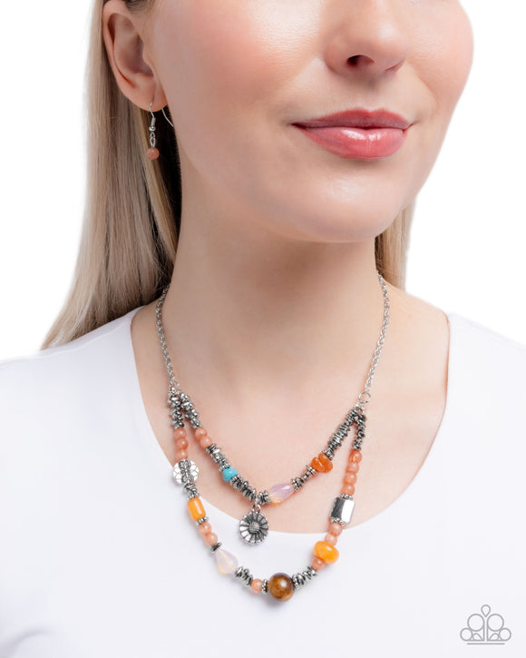 Blooming Barricade - Orange Necklace - Paparazzi Accessories
