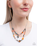 Blooming Barricade - Orange Necklace - Paparazzi Accessories