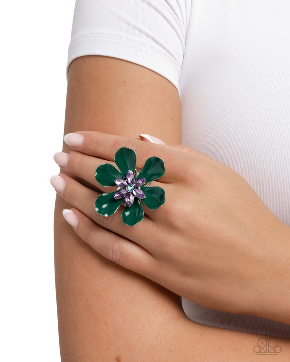 Blooming Boundary - Green Ring - Paparazzi Accessories