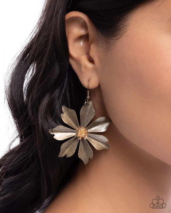Floral Fascination - Brass Earrings - Paparazzi Accessories