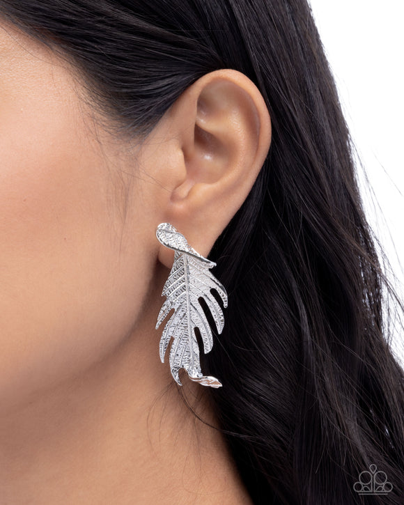 Leafy Lure - Silver Post Earrings - Paparazzi Accessories