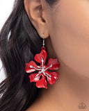 Floral Faction - Red Earrings - Paparazzi Accessories