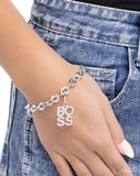 Boss of the House - White Bracelet Charm - Paparazzi Accessories