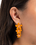 Crack of BLOOM - Orange Post Earrings - Paparazzi Accessories