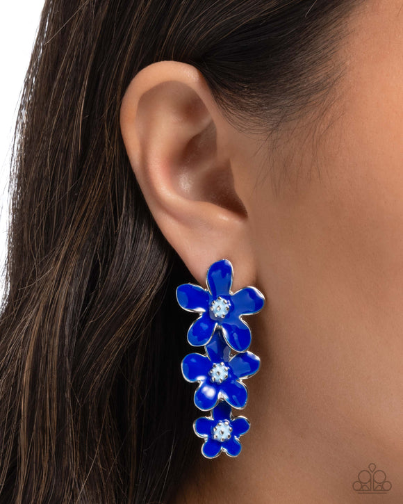 Crack of BLOOM - Blue Post Earrings - Paparazzi Accessories