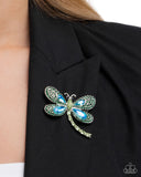 Divine Dragonfly - Green Brooch - Paparazzi Accessories