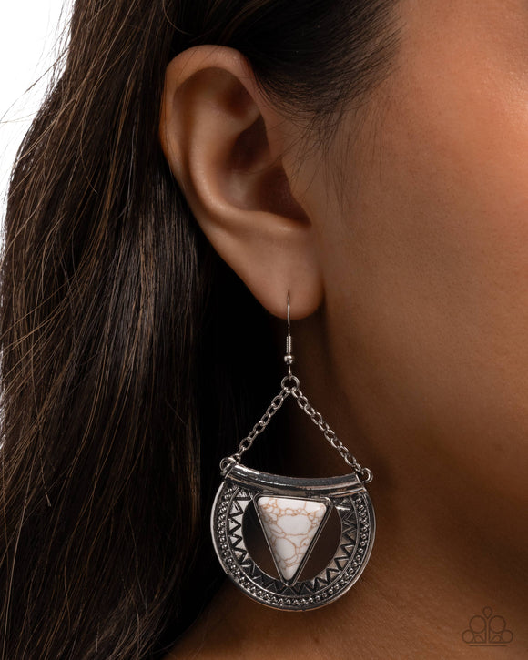 Adorably Ancient - White Earrings - Paparazzi Accessories