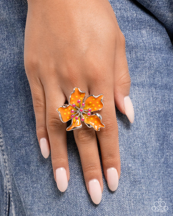 Fast Florals - Orange Ring - Paparazzi Accessories