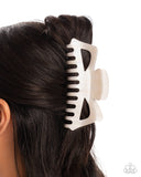 Striped State of Mind - White Hair Clip - Paparazzi Accessories