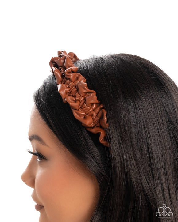 Ruffled Rebel - Brown Headband - Paparazzi Accessories