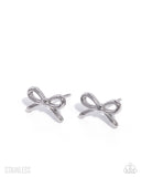 bow-the-line-silver-post earrings-paparazzi-accessories