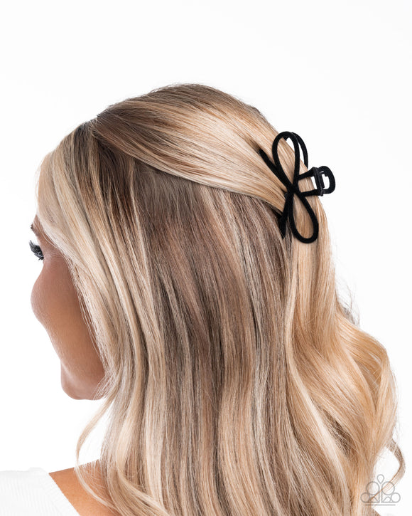 Merry BOW Round - Black Hair Clip - Paparazzi Accessories
