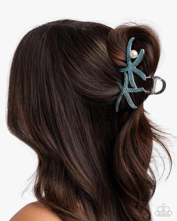 Stunning Starfish - Blue Hair Clip - Paparazzi Accessories