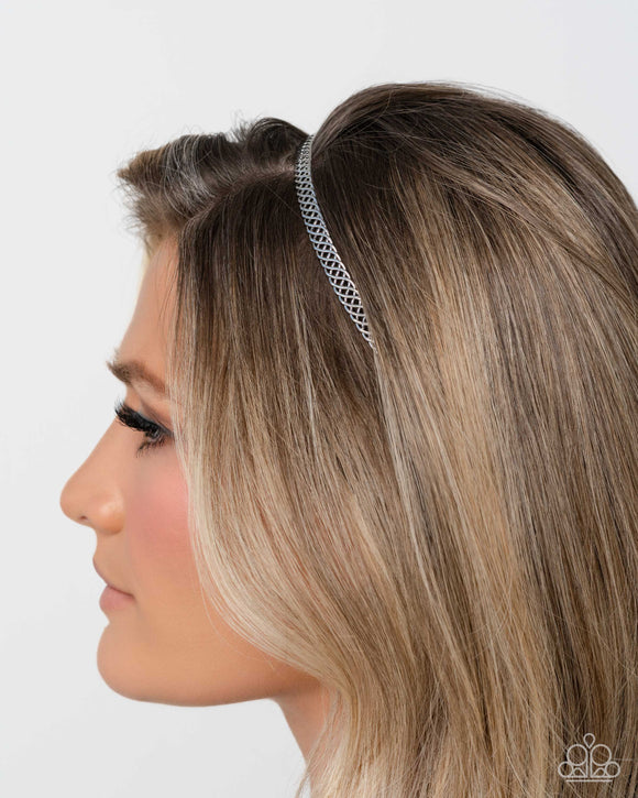 Braided Behavior - Silver Headband - Paparazzi Accessories