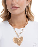 Hammered Heartthrob - Gold Necklace - Paparazzi Accessories