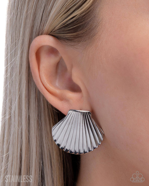 Coastal Clique - Silver Post Earrings - Paparazzi Accessories