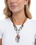 Fierce Feather - Brown Necklace - Paparazzi Accessories