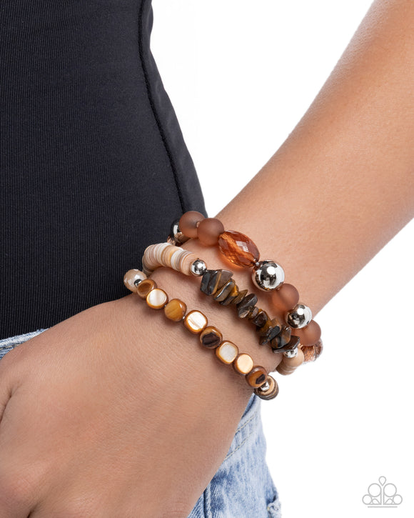 Seasonal Stretch - Brown Bracelet - Paparazzi Accessories