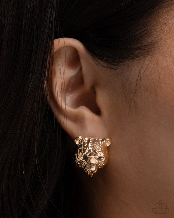 Luminescent Leopard - Gold Post Earrings - Paparazzi Accessories