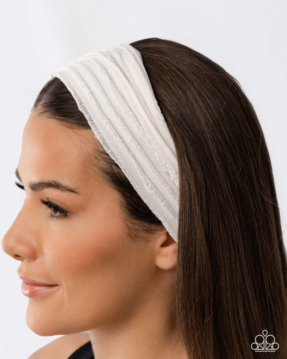 Textured Tutor - White Headband - Paparazzi Accessories