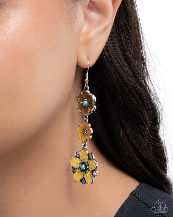 Floral Flock - Yellow Earrings - Paparazzi Accessories