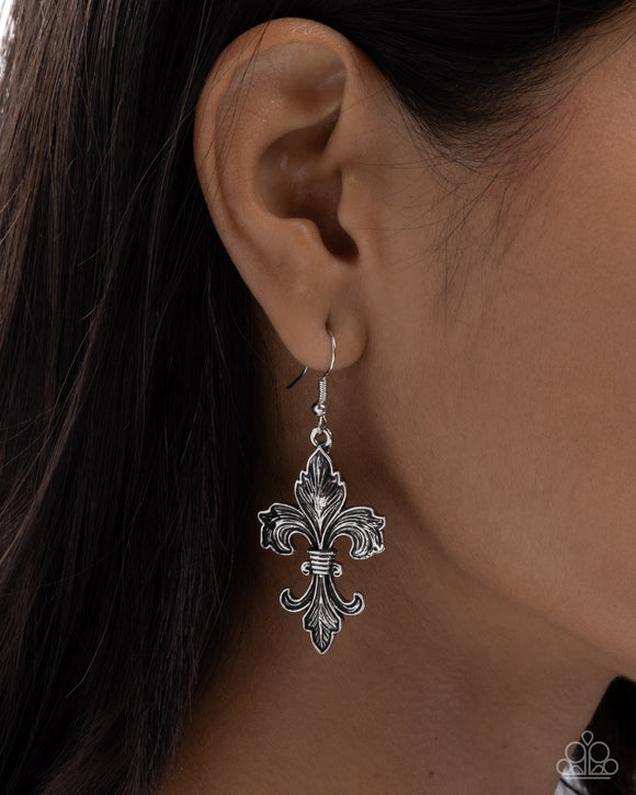 Fancy Fleur-De-Lis - Silver Earrings - Paparazzi Accessories