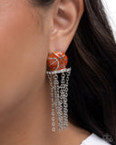 Slam Dunk Shimmer - Orange Post Earrings - Paparazzi Accessories