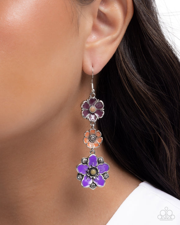 Floral Flock - Purple Earrings - Paparazzi Accessories