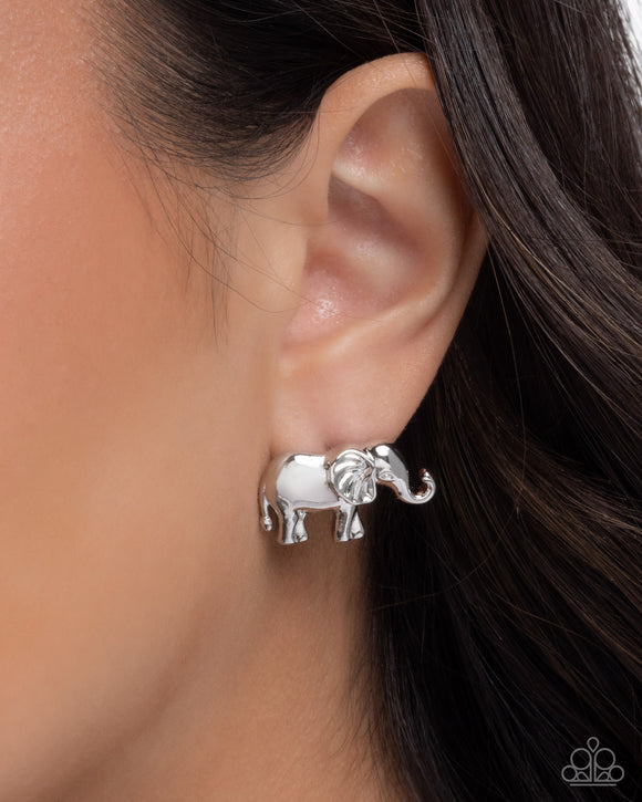 Elephant Eloquence - Silver Post Earrings - Paparazzi Accessories