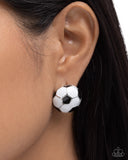 Soccer Symmetry - Black Post Earrings - Paparazzi Accessories
