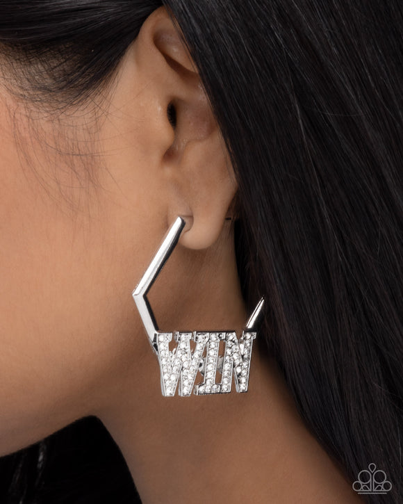Everything to Win - White Earrings - Paparazzi Accessories