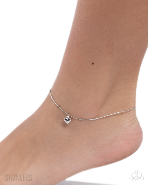 Unrequited Crush - Silver Anklet - Paparazzi Accessories