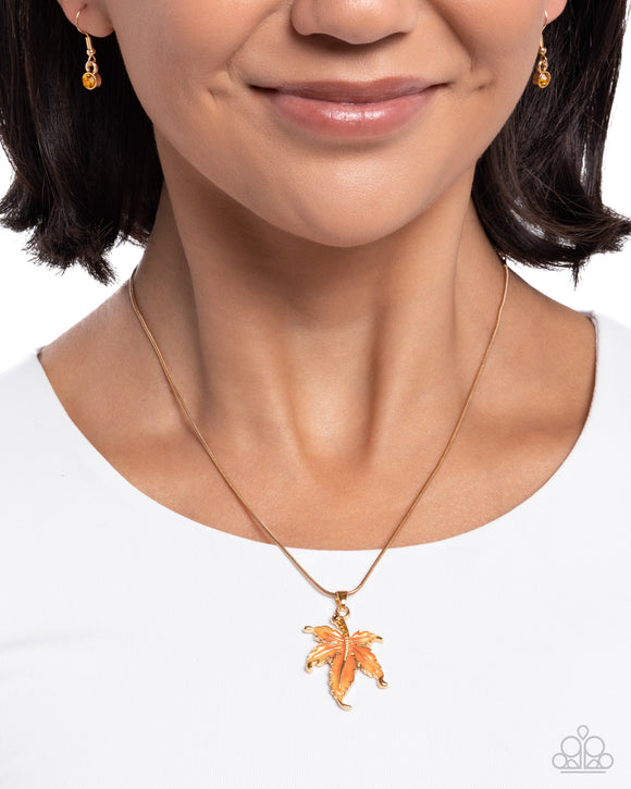 Leafy Lullaby - Orange Necklace - Paparazzi Accessories