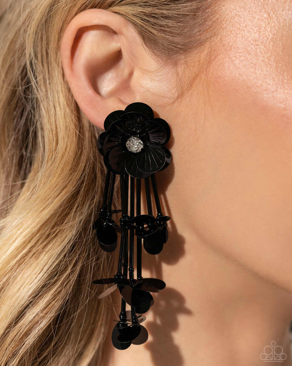 Floral Future - Black Post Earrings - Paparazzi Accessories