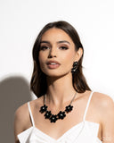 A Blast of Blossoms - Black Post Earrings - Paparazzi Accessories Post Earrings Bedazzle Me Pretty Mobile Fashion Boutique