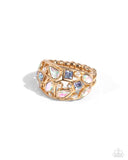 Abstract Accuracy - Gold Ring - Paparazzi Accessories Ring Bedazzle Me Pretty Mobile Fashion Boutique