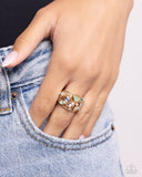 Abstract Accuracy - Gold Ring - Paparazzi Accessories Ring Bedazzle Me Pretty Mobile Fashion Boutique