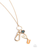 Abstract Allegiance - Gold Lanyard - Paparazzi Accessories Lanyard Bedazzle Me Pretty Mobile Fashion Boutique