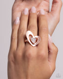 Abstract Amor - Copper Ring - Paparazzi Accessories Ring Bedazzle Me Pretty Mobile Fashion Boutique