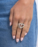 Abstract Attraction - White Ring - Paparazzi Accessories Ring Bedazzle Me Pretty Mobile Fashion Boutique