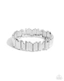 Admirably Aligned - White Bracelet - Paparazzi Accessories Bracelet Bedazzle Me Pretty Mobile Fashion Boutique