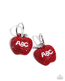 Adorable ABC's - Red Earrings - Paparazzi Accessories Post Earrings Bedazzle Me Pretty Mobile Fashion Boutique