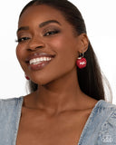 Adorable ABC's - Red Earrings - Paparazzi Accessories Post Earrings Bedazzle Me Pretty Mobile Fashion Boutique